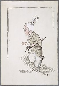 William Archibald Spooner (1844-1930) som den hvide kanin (pen og blæk og wc på papir) af John Tenniel